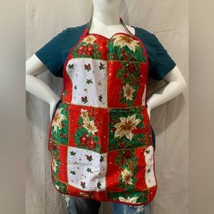 Christmas apron poinsettias holy and berries holiday apron Mandil de navidad